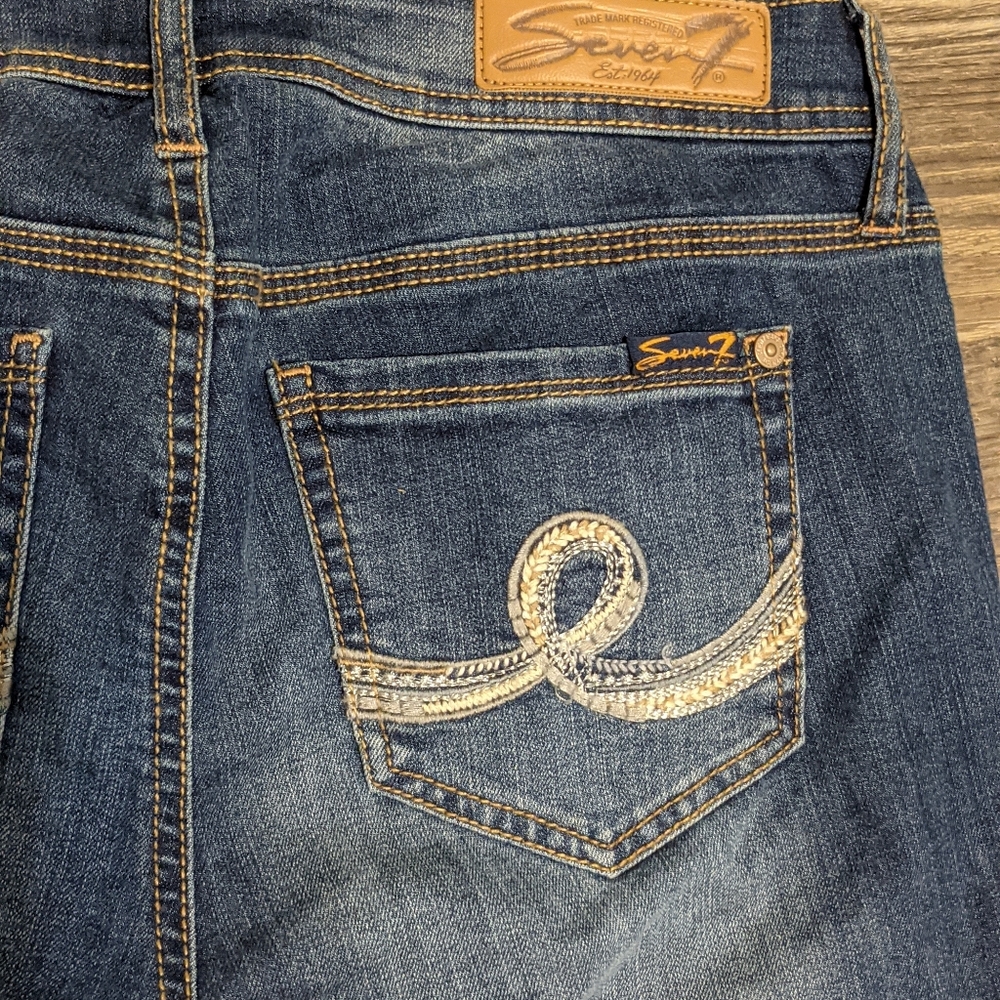 Seven 7 Womens Jean Shorts 8 Medium Wash Denim Bermuda Cotton Stretch
